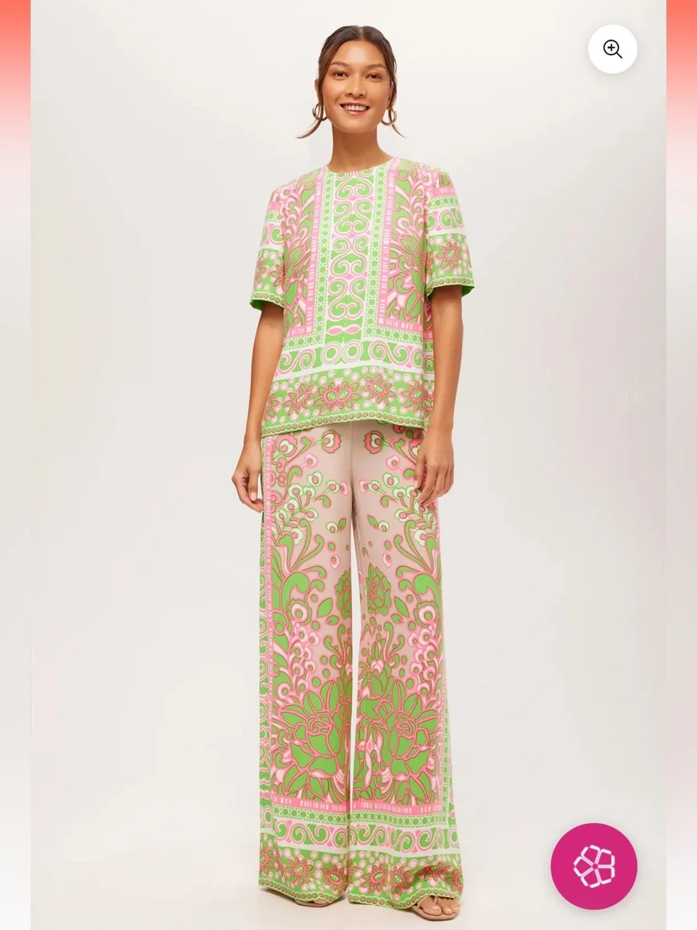 NWT TRINA TURK Federer Wide-Leg Pant - Petra Floral - Picture 2 of 5